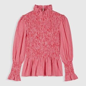 Maria de la orden aleria shirt red white stripe smocked